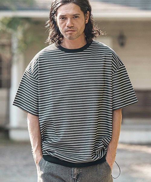 CAMBIO(カンビオ)の「mt9737- ボーダースピンドルTシャツ(Tシャツ/カットソー・メンズ・ホワイト×グレー/ブラック×ホワイト/グレー系その他・M/L/XL)」の15枚目の写真
