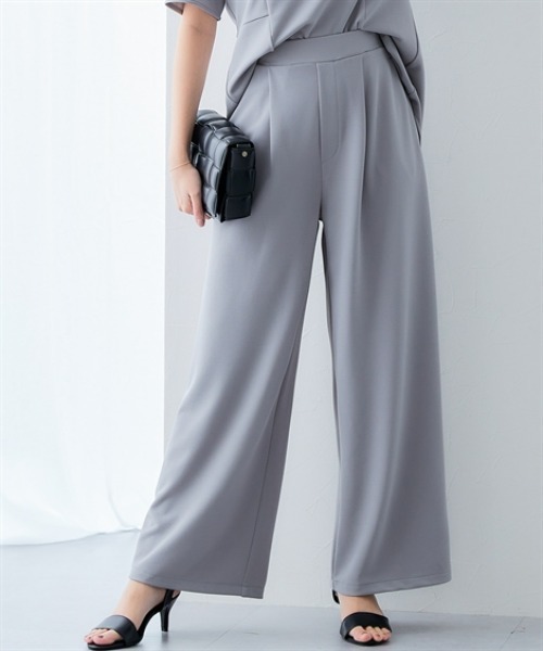 7days Life Styling(セブンデイズライフスタイリング)の「【UVカット】カットソーワイドストレッチパンツ ジャージーシリーズ(スラックス・レディース・グレー/ブラック/ネイビー・M/L/LL)」の3枚目の写真