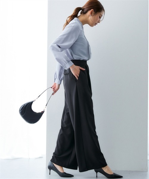 7days Life Styling(セブンデイズライフスタイリング)の「【UVカット】カットソーワイドストレッチパンツ ジャージーシリーズ(スラックス・レディース・グレー/ブラック/ネイビー・M/L/LL)」の5枚目の写真