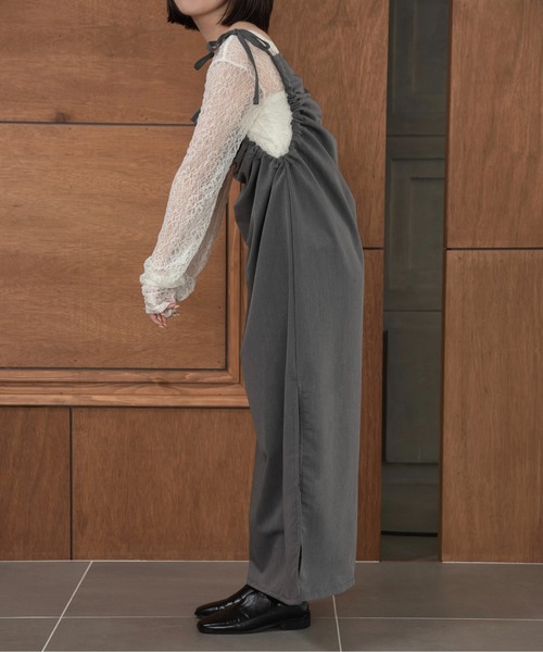 lawgy（ラウジー）の「arm gather cami op / アームギャザーキャミワンピ（ワンピース・レディース・グレー/ブラック・FREE）」の10枚目の写真