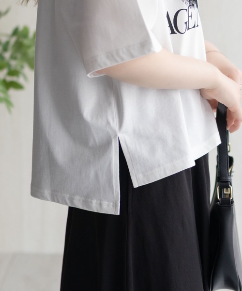 NAVY(ネイビー)の「NAVY レース使いプリントTシャツ(Tシャツ/カットソー・レディース・オフホワイト/チャコールグレー・M/L)」の5枚目の写真