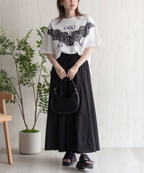 NAVY(ネイビー)の「NAVY レース使いプリントTシャツ(Tシャツ/カットソー・レディース・オフホワイト/チャコールグレー・M/L)」の11枚目の写真