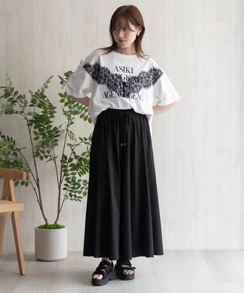 NAVY(ネイビー)の「NAVY レース使いプリントTシャツ(Tシャツ/カットソー・レディース・オフホワイト/チャコールグレー・M/L)」の12枚目の写真