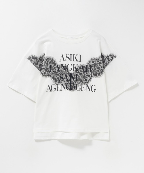 NAVY(ネイビー)の「NAVY レース使いプリントTシャツ(Tシャツ/カットソー・レディース・オフホワイト/チャコールグレー・M/L)」の21枚目の写真