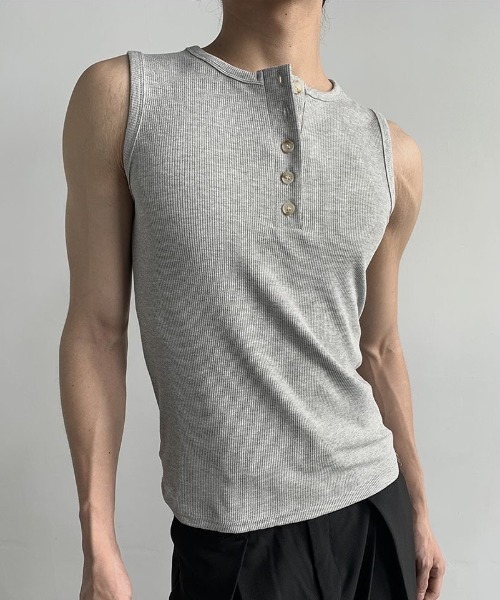 FreeZone(フリーゾーン)の「ボタンベスト(Tシャツ/カットソー・メンズ・ホワイト/ブラック/グレー・F)」の8枚目の写真