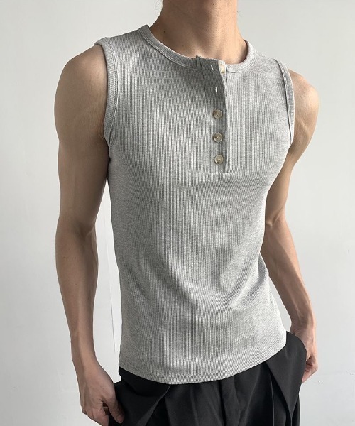 FreeZone(フリーゾーン)の「ボタンベスト(Tシャツ/カットソー・メンズ・ホワイト/ブラック/グレー・F)」の15枚目の写真
