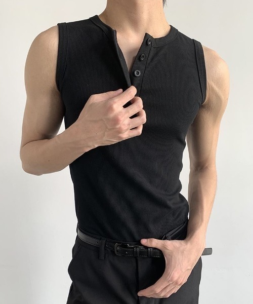 FreeZone(フリーゾーン)の「ボタンベスト(Tシャツ/カットソー・メンズ・ホワイト/ブラック/グレー・F)」の16枚目の写真