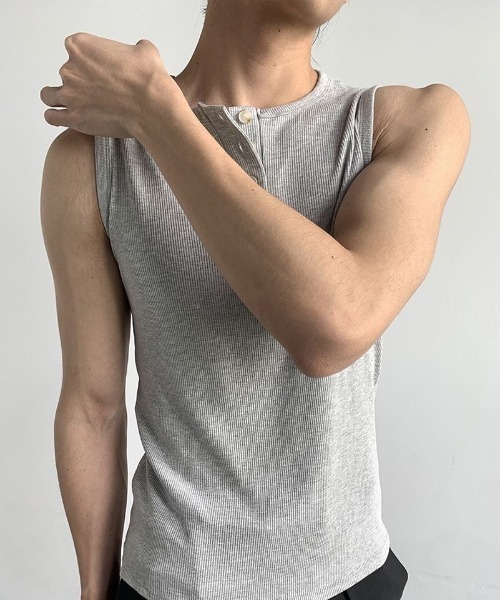FreeZone(フリーゾーン)の「ボタンベスト(Tシャツ/カットソー・メンズ・ホワイト/ブラック/グレー・F)」の18枚目の写真