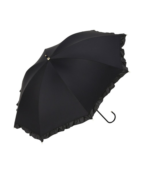 Francfranc(フランフラン)の「【遮光率・UVカット率100%生地使用】クラシックフリル 長傘 50cm ブラック 日傘 雨傘 晴雨兼用(長傘・レディース・ブラック・FREE)」の6枚目の写真