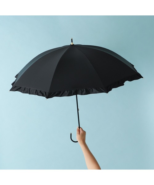 Francfranc(フランフラン)の「【遮光率・UVカット率100%生地使用】クラシックフリル 長傘 50cm ブラック 日傘 雨傘 晴雨兼用(長傘・レディース・ブラック・FREE)」の5枚目の写真