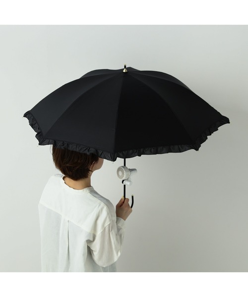 Francfranc(フランフラン)の「【遮光率・UVカット率100%生地使用】クラシックフリル 長傘 50cm ブラック 日傘 雨傘 晴雨兼用(長傘・レディース・ブラック・FREE)」の3枚目の写真