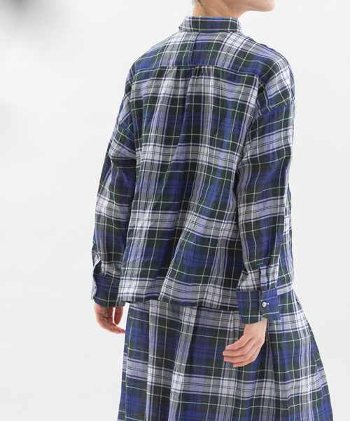 nop de nod(ノップドゥノッド)の「ラミータータンチェックシャツ(シャツ/ブラウス・レディース・グリーン/ダークブルー/ネイビー・M)」の8枚目の写真