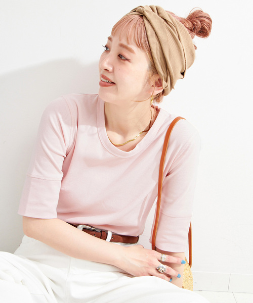 B.C STOCK（ベーセーストック）の「《追加》《2枚セット》ウォッシャブル / ミントBLENDパックTEE（Tシャツ/カットソー・レディース・ピンク/ブラック/ライトグリーン/ネイビー・FREE）」の4枚目の写真