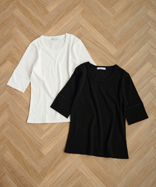 B.C STOCK（ベーセーストック）の「《追加》《2枚セット》ウォッシャブル / ミントBLENDパックTEE（Tシャツ/カットソー・レディース・ピンク/ブラック/ライトグリーン/ネイビー・FREE）」の12枚目の写真