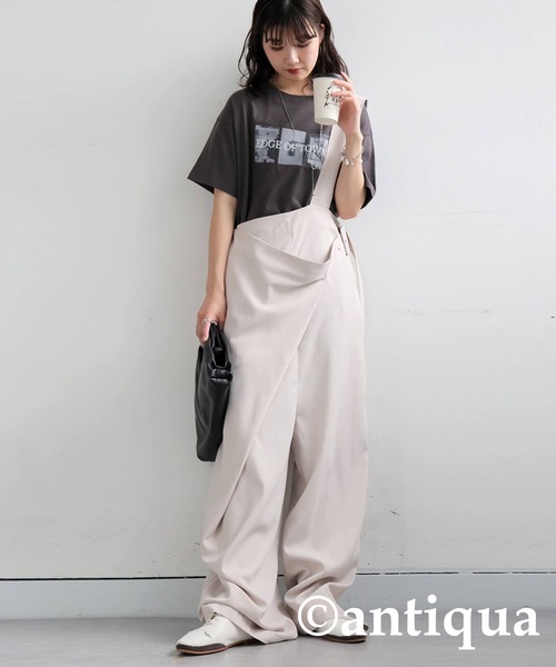 antiqua(アンティカ)の「ロゴプリントTシャツ(Tシャツ/カットソー・レディース・オートミール/ブラック/チャコールグレー・ONESIZE)」の8枚目の写真