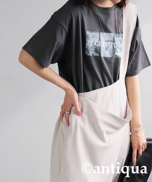 antiqua(アンティカ)の「ロゴプリントTシャツ(Tシャツ/カットソー・レディース・オートミール/ブラック/チャコールグレー・ONESIZE)」の9枚目の写真