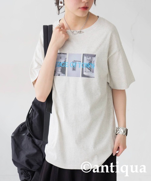 antiqua(アンティカ)の「ロゴプリントTシャツ(Tシャツ/カットソー・レディース・オートミール/ブラック/チャコールグレー・ONESIZE)」の10枚目の写真