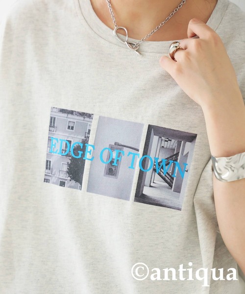 antiqua(アンティカ)の「ロゴプリントTシャツ(Tシャツ/カットソー・レディース・オートミール/ブラック/チャコールグレー・ONESIZE)」の12枚目の写真