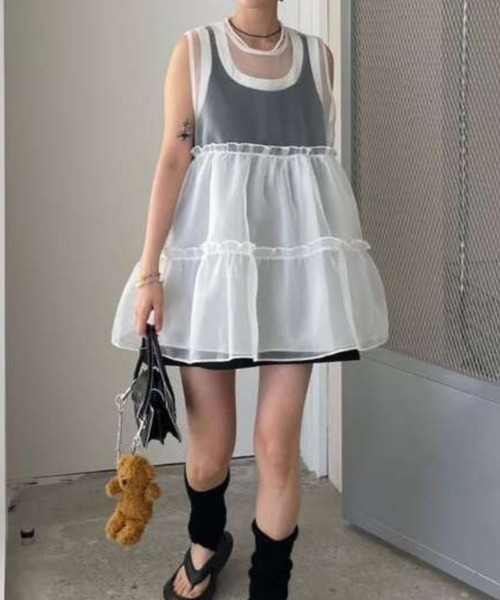 CADBURY（キャドバリー）の「ｼｱｰﾃｨｱｰﾄﾞﾀﾝｸﾁｭﾆｯｸ（その他トップス・レディース・ブラック×ホワイト/ホワイト×ブラック・FREE）」の2枚目の写真