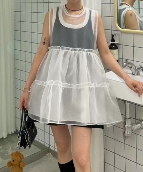 CADBURY（キャドバリー）の「ｼｱｰﾃｨｱｰﾄﾞﾀﾝｸﾁｭﾆｯｸ（その他トップス・レディース・ブラック×ホワイト/ホワイト×ブラック・FREE）」の10枚目の写真