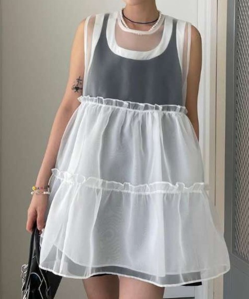 CADBURY（キャドバリー）の「ｼｱｰﾃｨｱｰﾄﾞﾀﾝｸﾁｭﾆｯｸ（その他トップス・レディース・ブラック×ホワイト/ホワイト×ブラック・FREE）」の9枚目の写真