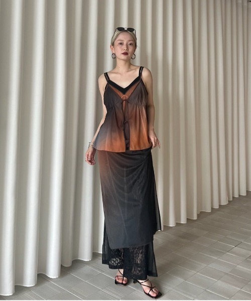 Ameri（アメリ）の「MEDI GRADIENT SHEER SET TOP（Tシャツ/カットソー
