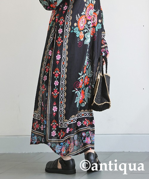 antiqua(アンティカ)の「花柄シャツワンピース(シャツワンピース・レディース・ブラック・ONESIZE)」の10枚目の写真