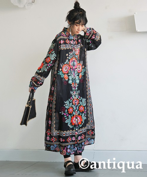 antiqua(アンティカ)の「花柄シャツワンピース(シャツワンピース・レディース・ブラック・ONESIZE)」の11枚目の写真