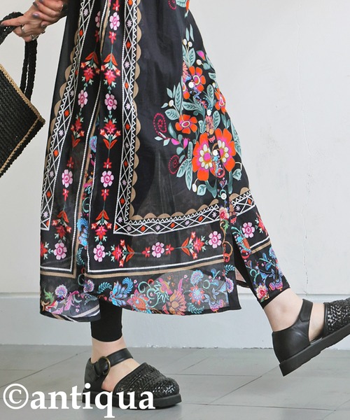 antiqua(アンティカ)の「花柄シャツワンピース(シャツワンピース・レディース・ブラック・ONESIZE)」の12枚目の写真