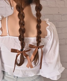 Mayree（メイリー）の「【float】サテン 光沢 リボン シンプル ヘアゴム【2個セット/12色展開】（ヘアゴム）」