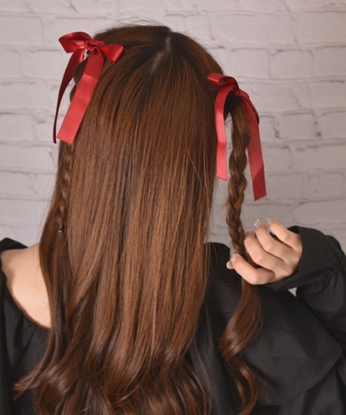 Mayree(メイリー)の「【float】サテン 光沢 リボン シンプル ヘアゴム【2個セット/12色展開】(ヘアゴム・レディース・チョコ/スモークピンク/ベビーピンク/ブラック/グレー/オフホワイト/ホワイト/ワインレッド/ミント/ネイビー/ラベンダー/グレー系・FREE)」の18枚目の写真