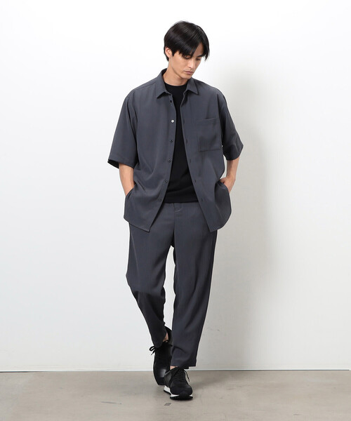 COMME CA ISM（コムサイズム）の「【セットアップ対応】ポリエステル 楊柳 ワイドテーパードパンツ（スラックス・メンズ・チャコール/ブラック・MEDIUM/LARGE）」の8枚目の写真