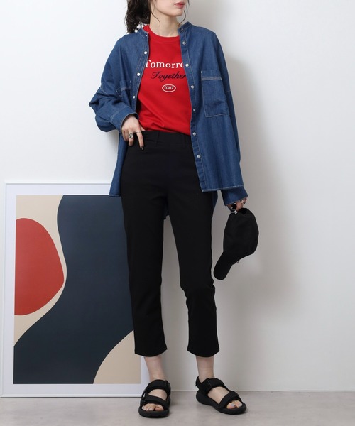atONE(アットワン)の「接触冷感アンクル丈ストレッチパンツ(その他パンツ・レディース・ブルー/ブラック/サックスブルー/ベージュ・M/L/LL/3L)」の8枚目の写真