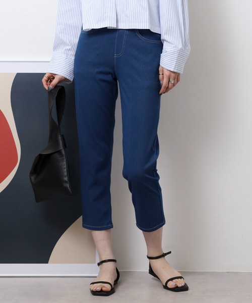 atONE(アットワン)の「接触冷感アンクル丈ストレッチパンツ(その他パンツ・レディース・ブルー/ブラック/サックスブルー/ベージュ・M/L/LL/3L)」の10枚目の写真