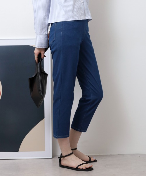 atONE(アットワン)の「接触冷感アンクル丈ストレッチパンツ(その他パンツ・レディース・ブルー/ブラック/サックスブルー/ベージュ・M/L/LL/3L)」の11枚目の写真