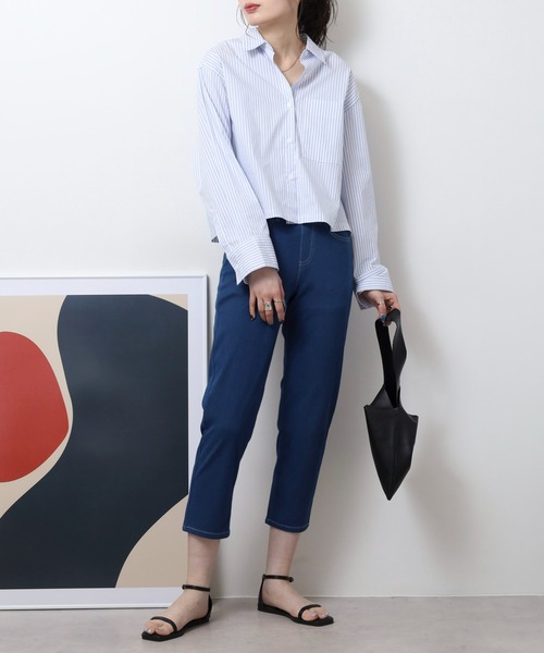 atONE(アットワン)の「接触冷感アンクル丈ストレッチパンツ(その他パンツ・レディース・ブルー/ブラック/サックスブルー/ベージュ・M/L/LL/3L)」の12枚目の写真