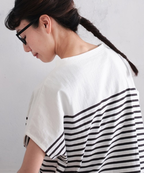 soulberry（ソウルベリー）の「袖あり！なノースリのパネルボーダーカットソー（Tシャツ/カットソー・レディース・ホワイト×ブラック・M/L/LL/3L）」の13枚目の写真