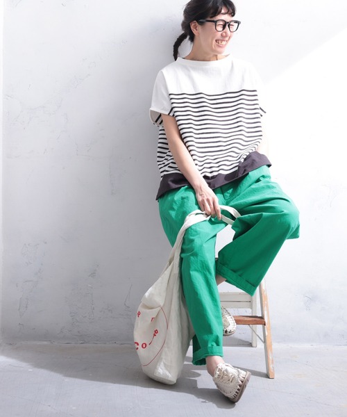 soulberry（ソウルベリー）の「袖あり！なノースリのパネルボーダーカットソー（Tシャツ/カットソー・レディース・ホワイト×ブラック・M/L/LL/3L）」の14枚目の写真