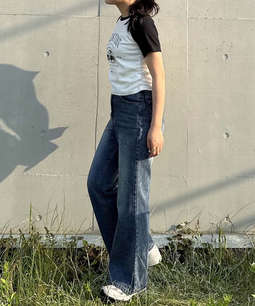 AS KNOW AS plus（アズノゥアズプラス）の「●スラリ見え フレアデニムパンツ（デニムパンツ・レディース・サックスブルー系/ブラック系/ブルー系・FREE）」の10枚目の写真