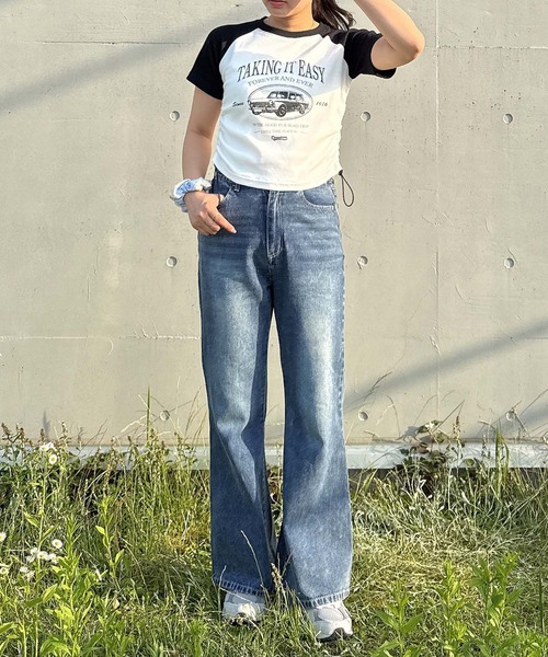 AS KNOW AS plus（アズノゥアズプラス）の「●スラリ見え フレアデニムパンツ（デニムパンツ・レディース・サックスブルー系/ブラック系/ブルー系・FREE）」の8枚目の写真