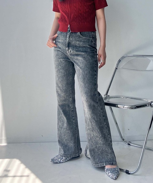 AS KNOW AS plus（アズノゥアズプラス）の「●スラリ見え フレアデニムパンツ（デニムパンツ・レディース・サックスブルー系/ブラック系/ブルー系・FREE）」の13枚目の写真