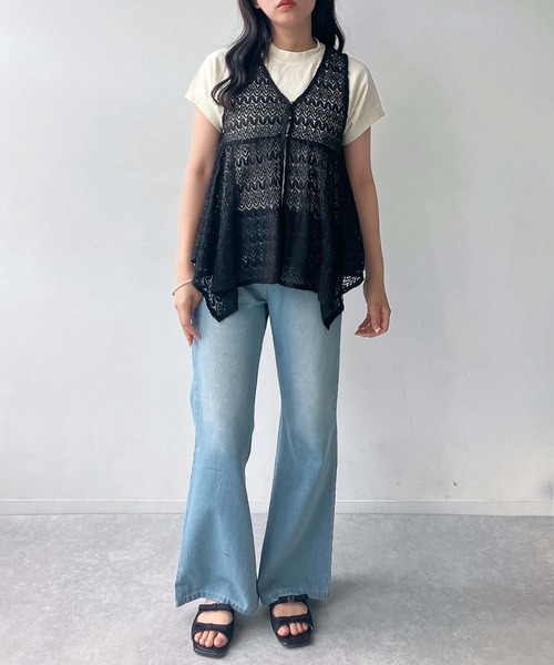 AS KNOW AS plus（アズノゥアズプラス）の「●スラリ見え フレアデニムパンツ（デニムパンツ・レディース・サックスブルー系/ブラック系/ブルー系・FREE）」の21枚目の写真