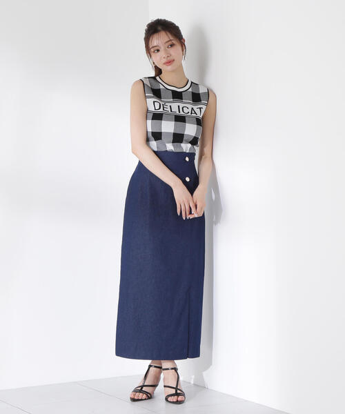 PROPORTION BODY DRESSING(プロポーションボディドレッシング)の「ニュアンス釦付きナロースカート / 1215220610(スカート・レディース・ブラウン/ダークネイビー・MEDIUM/SMALL)」の6枚目の写真