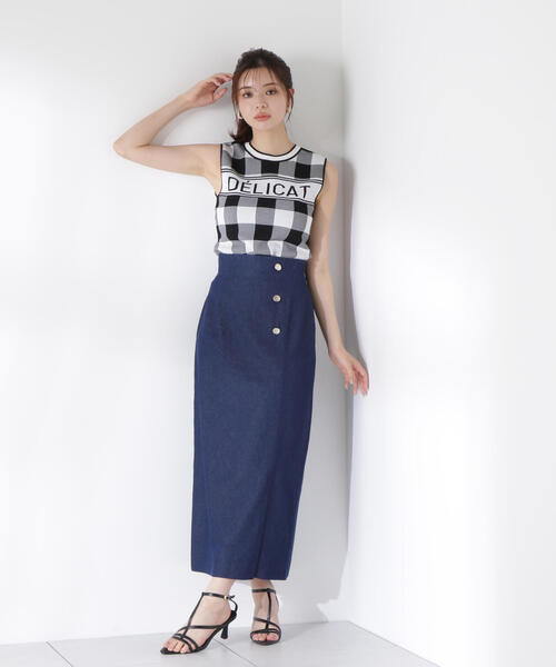 PROPORTION BODY DRESSING(プロポーションボディドレッシング)の「ニュアンス釦付きナロースカート / 1215220610(スカート・レディース・ブラウン/ダークネイビー・MEDIUM/SMALL)」の7枚目の写真