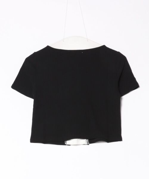 GORGE(ゴージ)の「《レースアップ×レイヤード風》レディース クロップドTシャツ フェイクレイヤード 春夏秋(Tシャツ/カットソー・レディース・オフホワイト/ブラック・F)」の4枚目の写真