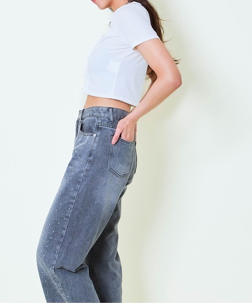 GORGE(ゴージ)の「《レースアップ×レイヤード風》レディース クロップドTシャツ フェイクレイヤード 春夏秋(Tシャツ/カットソー・レディース・オフホワイト/ブラック・F)」の13枚目の写真