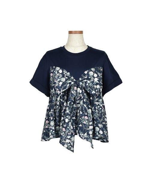 KEITA MARUYAMA(ケイタマルヤマ)の「Front Ribbon TEE(Tシャツ/カットソー・レディース・ネイビー/ホワイト・SMALL/MEDIUM)」の2枚目の写真