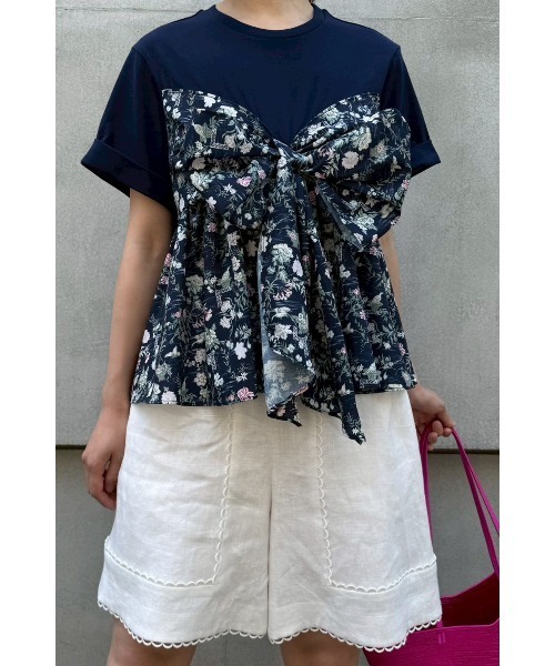 KEITA MARUYAMA(ケイタマルヤマ)の「Front Ribbon TEE(Tシャツ/カットソー・レディース・ネイビー/ホワイト・SMALL/MEDIUM)」の7枚目の写真