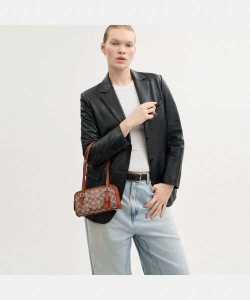 【COACH】スウィングジップバッグ20 シグネチャー ジャカード スウィング ジップ バッグ 20・クリスタル シグネチャー ジャ