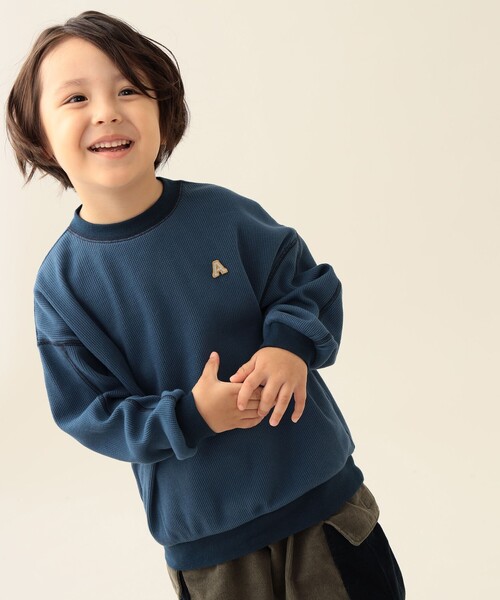 BEAMS mini（ビームスミニ）の「アルファベット ワッフル ロングスリーブ Tシャツ 2025FW（90～140cm）（Tシャツ/カットソー・キッズ・ベージュ/ブルー・100/140/120/110/90/130）」の3枚目の写真